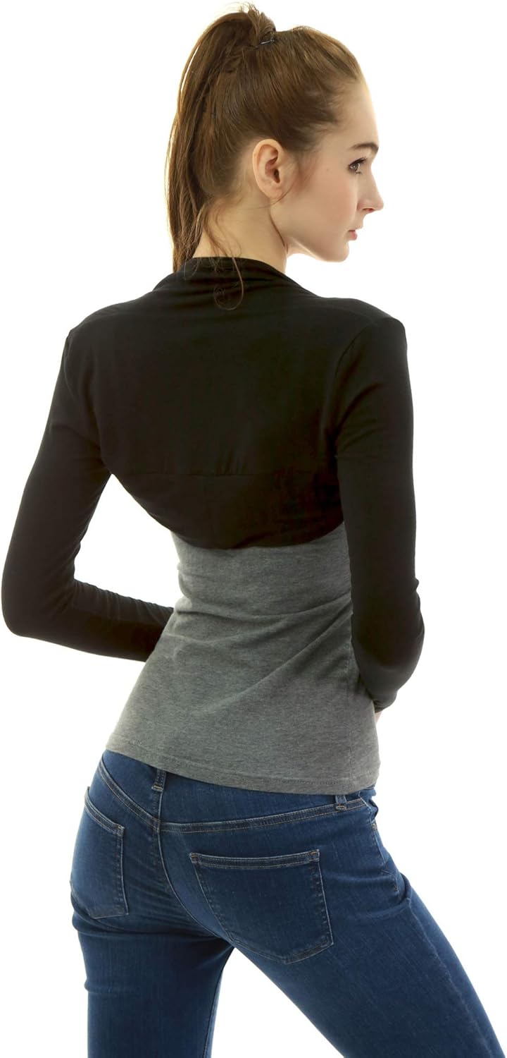 AmélieBoutik Women Long Sleeve Bolero Shrug Cropped Open Front Cardigan Jacket - Image 2