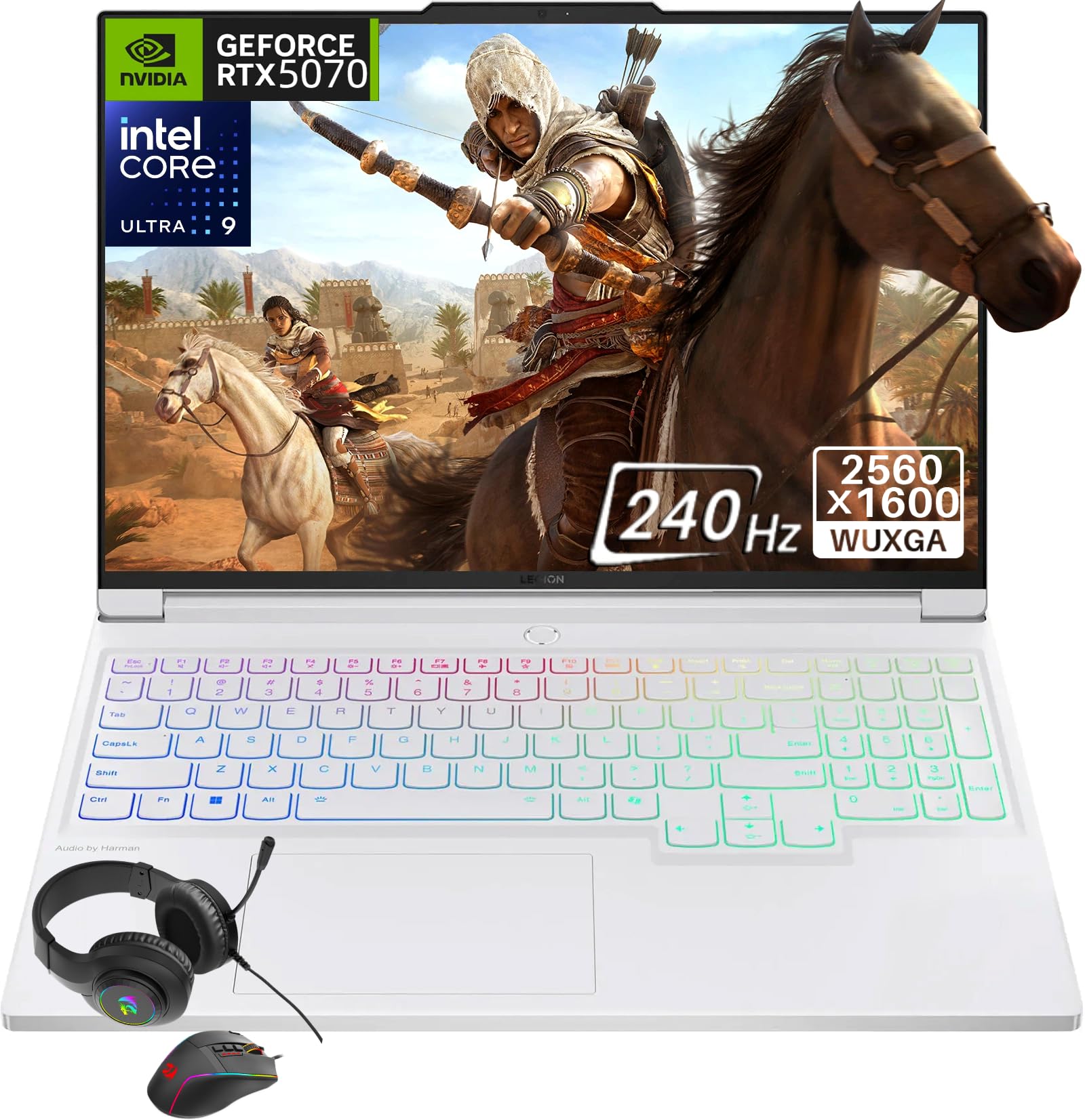 Lenovo Legion 7i Gaming Laptop, Intel 24-Core Ultra 9 275HX Up to 5.4GHz, NVIDIA RTX 5070, 16" 2.5K OLED 240Hz, 64GB DDR5 5600MT/s, 1TB SSD, Wi-Fi 7, Backlit KB, Windows 11 Pro, W/REDRAGON Accessories