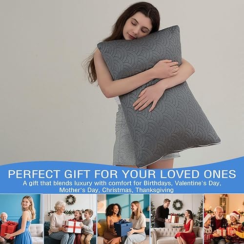 Miniatura 4 de MOLCLCUY Juego de 2 almohadas de espuma viscoelástica de tamaño estándar, ajustables y frescas para personas que duermen de lado, espalda y