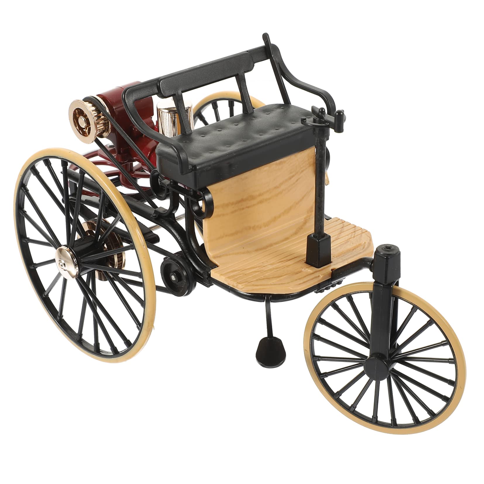 TOYANDONA Vintage Tricycle Model Decor, 1:12 Scale Alloy Tricycle Ornament, Black, Desktop Decoration, Collectible present, 6.69 X 4.13 X 3.34 Inches
