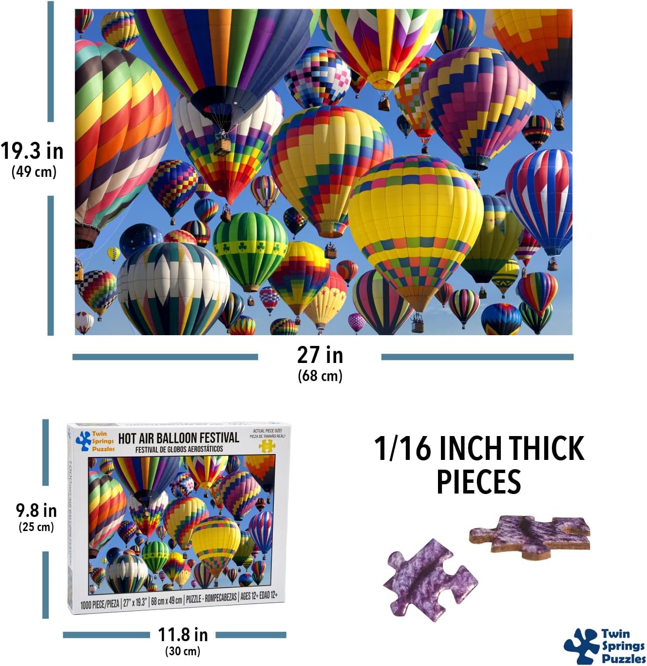 Twin Spring Goods 1000 Piece Jigsaw Puzzle, Hot Air Balloon Festival, 1,000 pcs