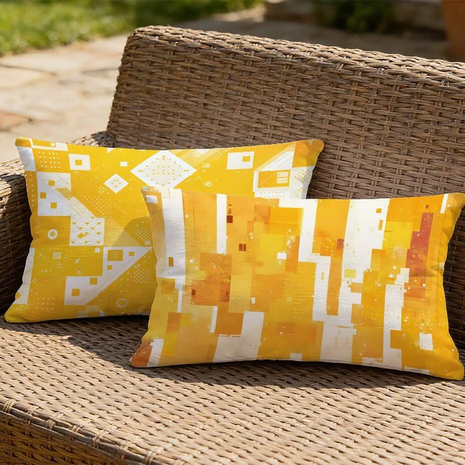 Coussin extérieur imperméable jaune housse de jardin 50x70cm