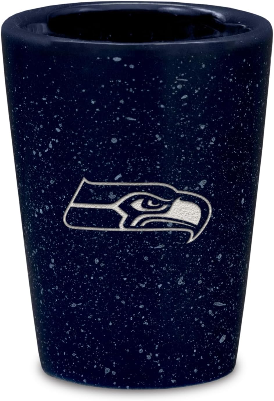 Rico Industries NFL Football Primary OR Wordmark Logo 2oz Ceramic Shot Glass for Fans, Laser Engraved In Team Color Single Shot Glass