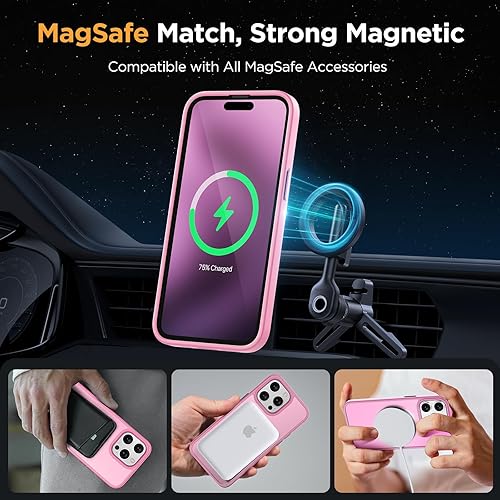Miniatura 529 de Miracase - Funda magnética para iPhone 13 de 6.1 pulgadas (compatible con MagSafe) (con 2 protectores de pantalla), protección de grado militar