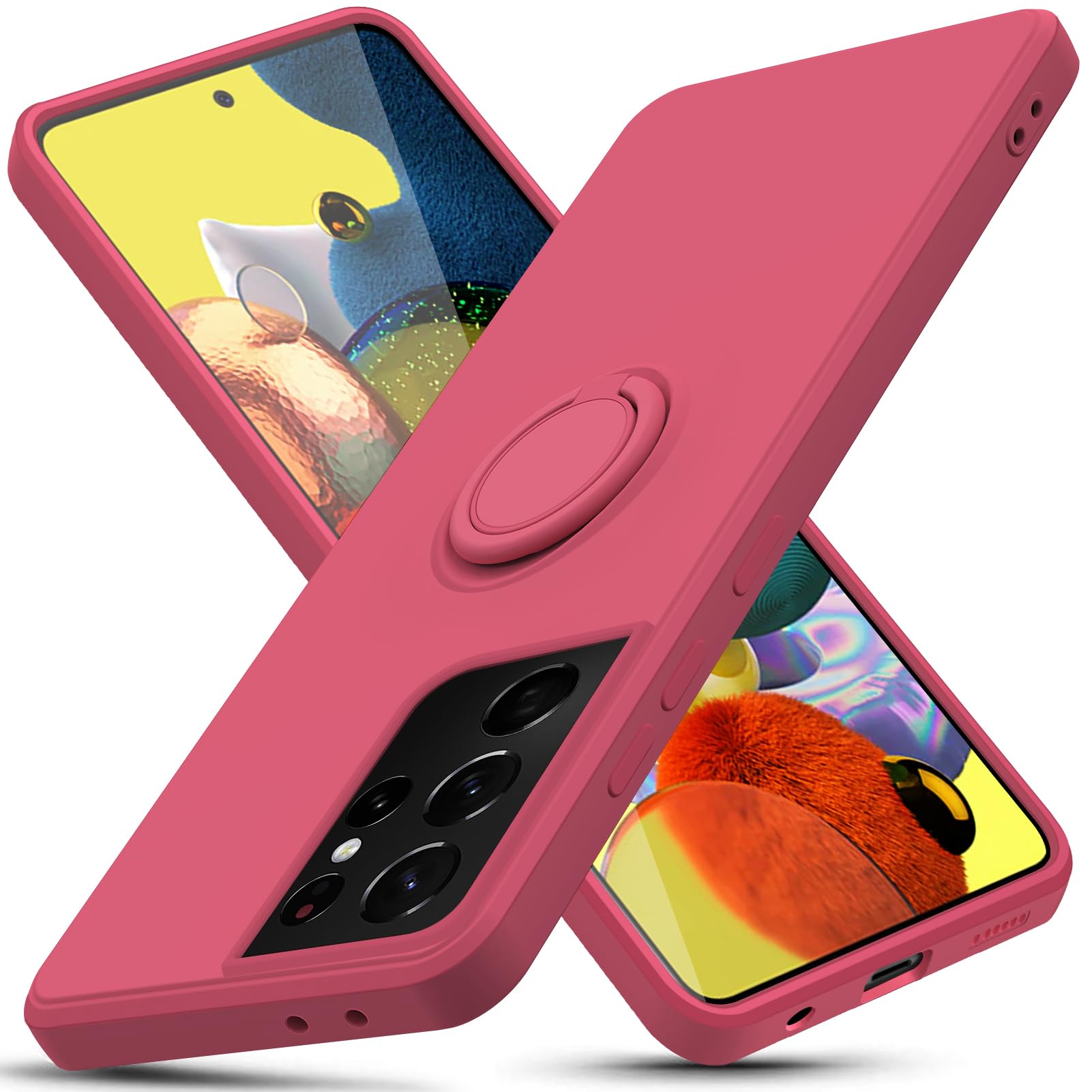 Amazon.co.jp: Galaxy S21 Ultra 用 ケース リング付き 耐衝撃 TPU 