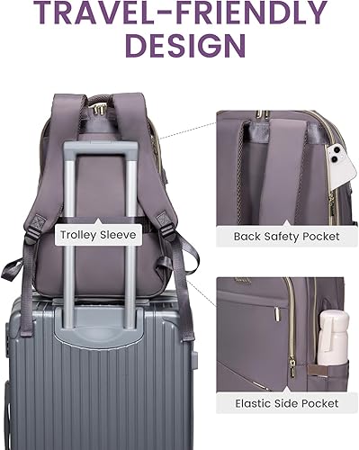 Miniatura 7 de LOVEVOOK Mochila para laptop para mujer, bolsa delgada para laptop de negocios con compartimento separado para computadora, elegante mochila para