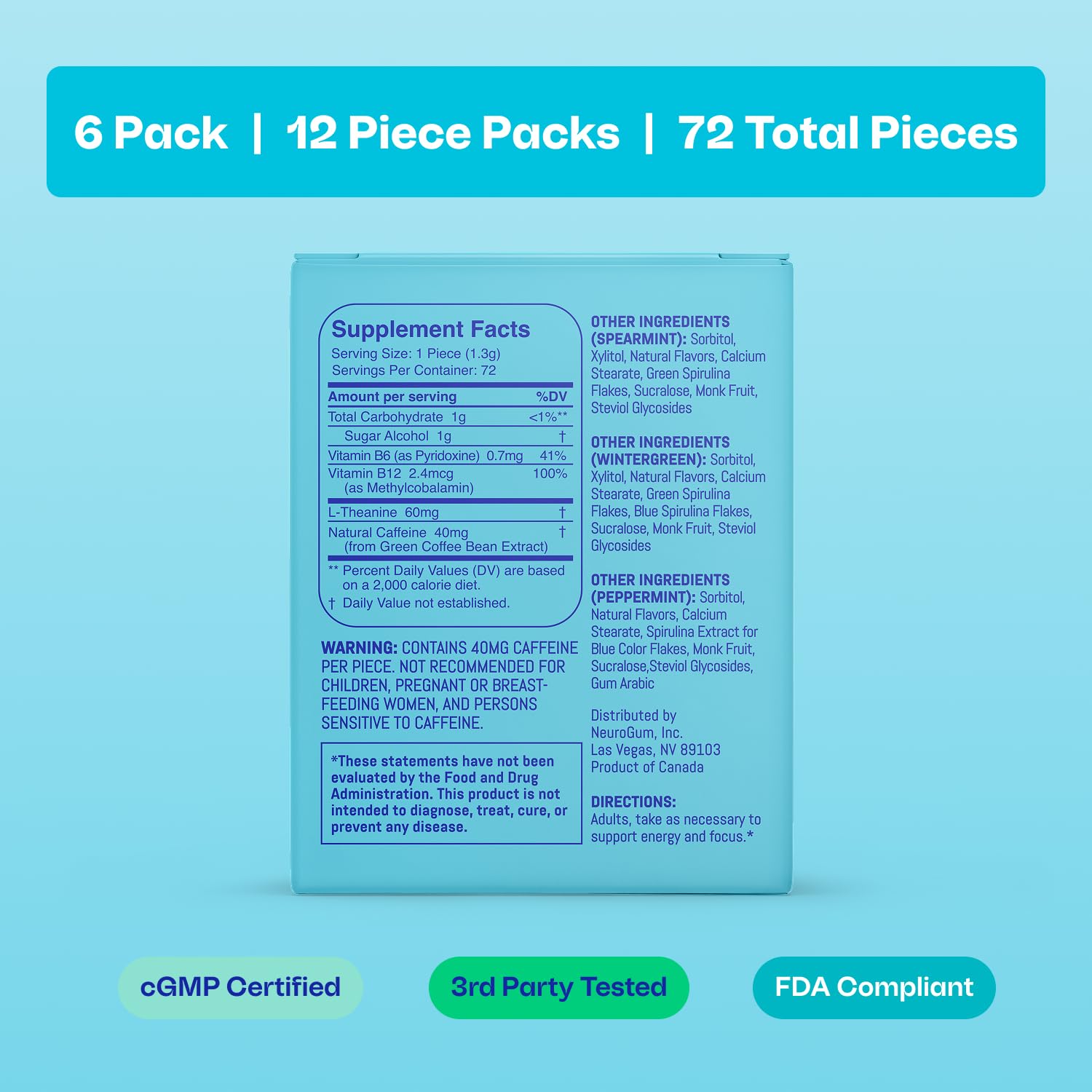 Neuro Energy & Focus Mints Variety Pack, 72 Count, 6 Pack — Amazon image 8