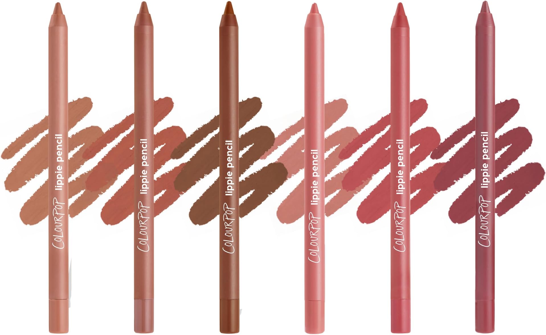 ColourPop Lined and Defined Lippie Lip Pencil Kit - High-Pigment, Long-Lasting & Sharpenable Lip Liner with High-Impact Color - Nude Pink + Brown Shades with a Matte Finish (6 Count)