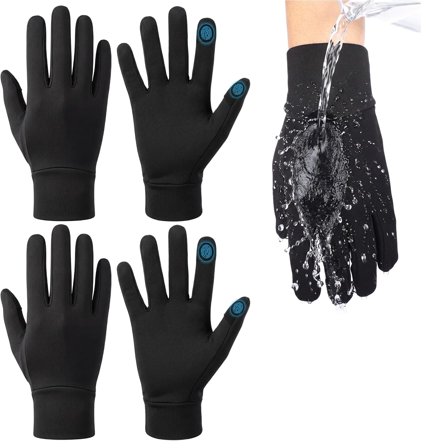 Unittype 2 Pairs Lightweight Glove Liners for Cold Weather Waterproof Touchscreen Gloves Liners for Running Motorcycle Cycling Hiking Sporting Driving Skiing for Men Women