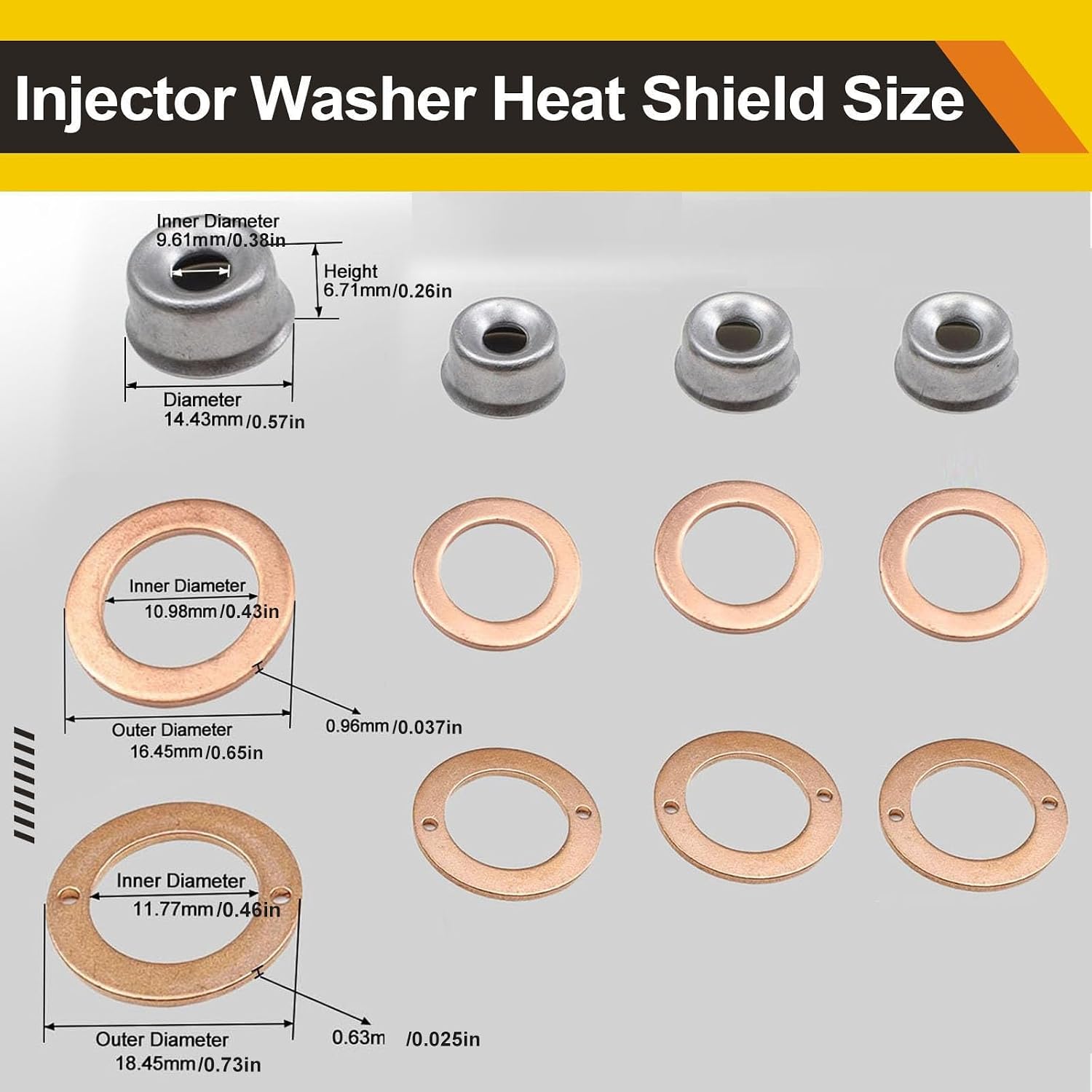 19077-53650 15221-94020 Injector Washer Heat Shield for Kubota V1205 V1305 V1505 V1903 Engines, 4 Cylinder Diesel Engine Parts Compatible with Kubota V2003E V2203ME V2403ME 15841-53622