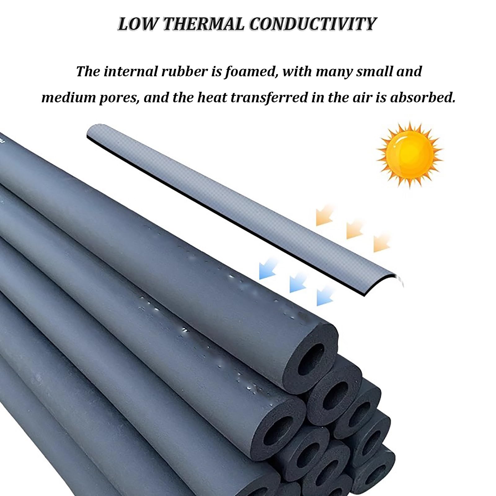 3 pcs Aislante Tubo Aire Acondicionado,Tubería de Aislamiento Térmico Flexible,Impermeabilidad Espuma Tubo Aislamiento,Para Instalaciones De CobreTubos De Hierro O Acero. ( Size : 43MM*40MM*2M )
