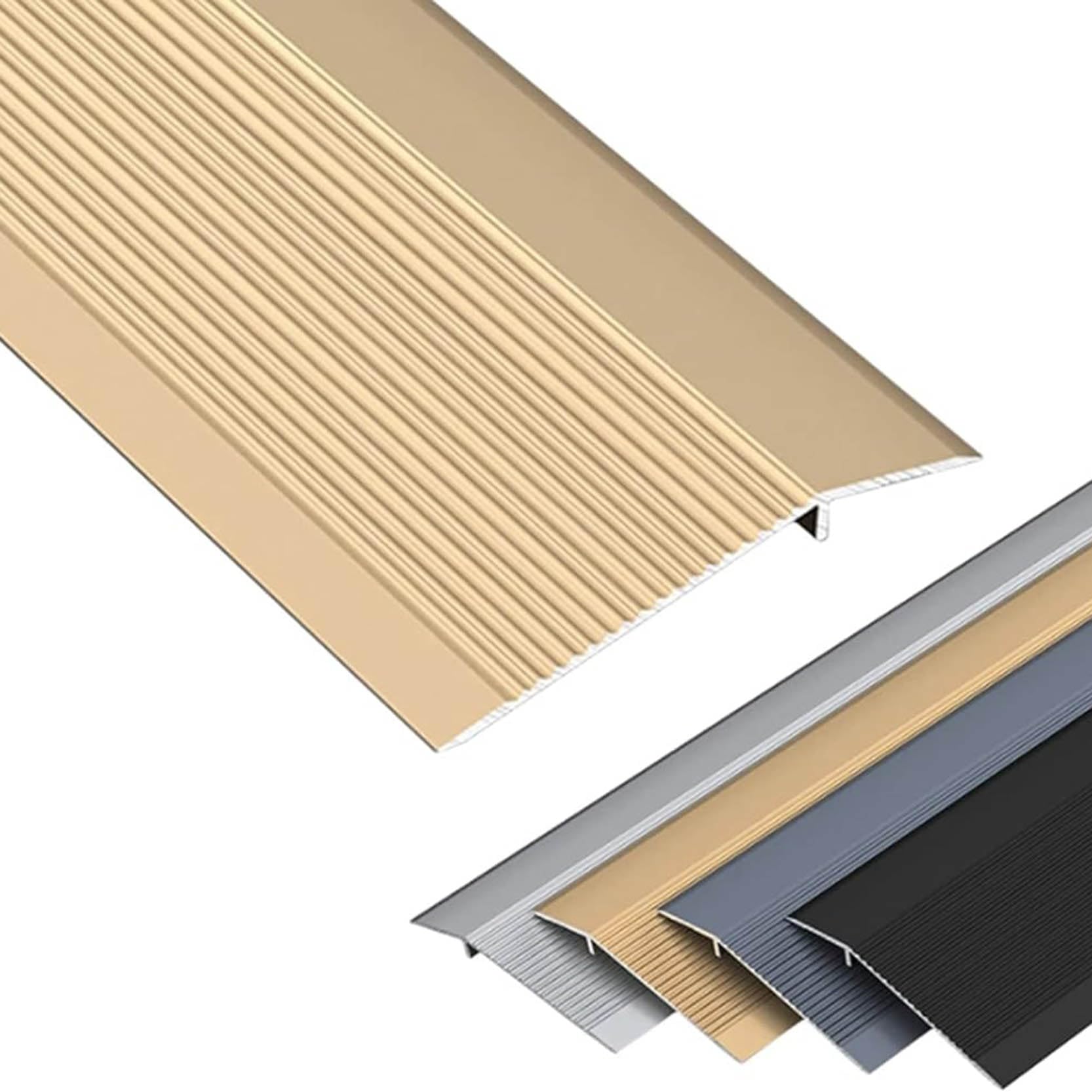 GOUZIBHD Extra Wide Floor Transition Threshold Strip, Flat Divider Strip for Kitchen/Bathroom/Laminate Vinyl, Aluminum Door Threshold Ramp, Fluted Saddle Threshold(Size:90cm/35 in,Color:A)
