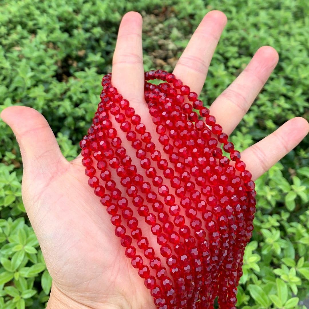 500pcs Czech 6mm Faceted Round Crystal Glass Loose Beads Spacers Bulk Siam Red for DIY Craft Jewelry Making CC2R605 image 3