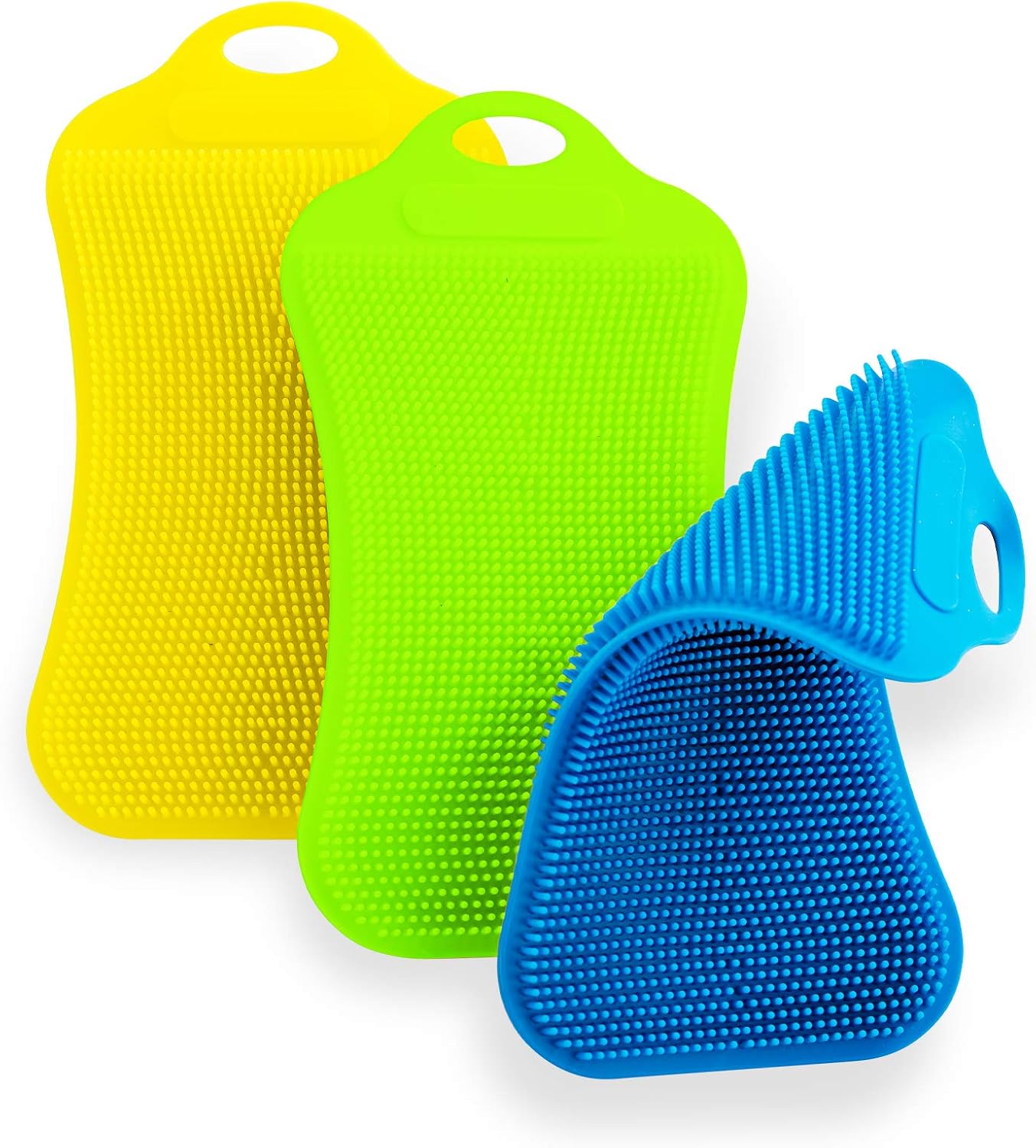 Silicone Sponges, Food-Grade Silicone Sponge, Double-Side Silicone Sponges for Dishes、Pots、Vegetables and Fruits, Reusable Cleaning Suppliers, BPA Free Premiul Kitchen Gadgets(3PACK)