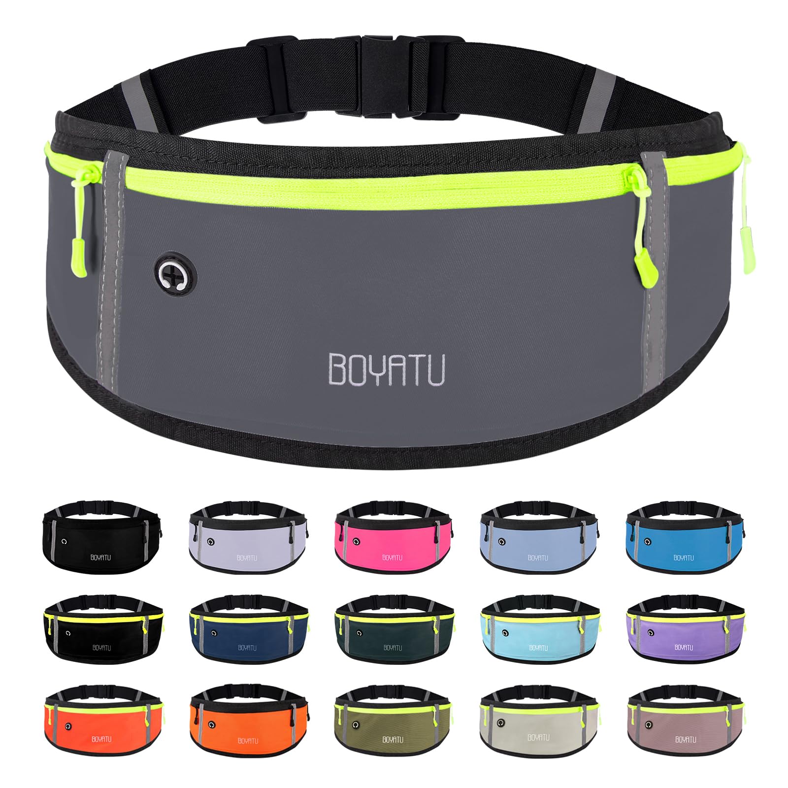 Running Belt Waist Fanny Pack: Slim Phone Holder Workout Pouch for Walking JoggingGrey