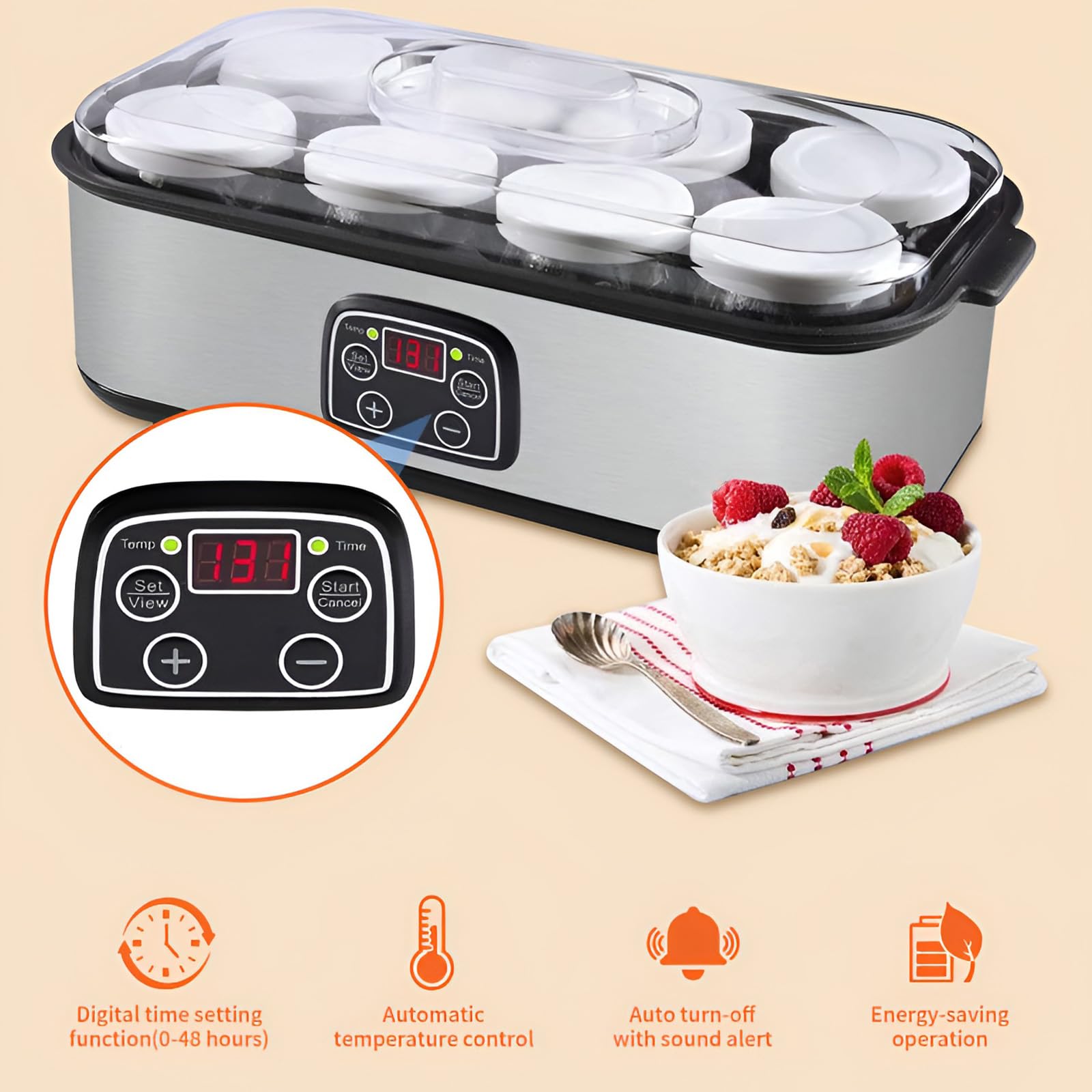 Yogurt Griego automático del Control 1400ml de la Temperatura Constante con el Tarro 8