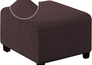 Square Jacquard Durable Customized Stretch Footrest Ottoman Cover Folding Storage Stool Furniture Protector Slipcover for 13-18 In/25-30 In/33-39 in Footrest Foot Stool