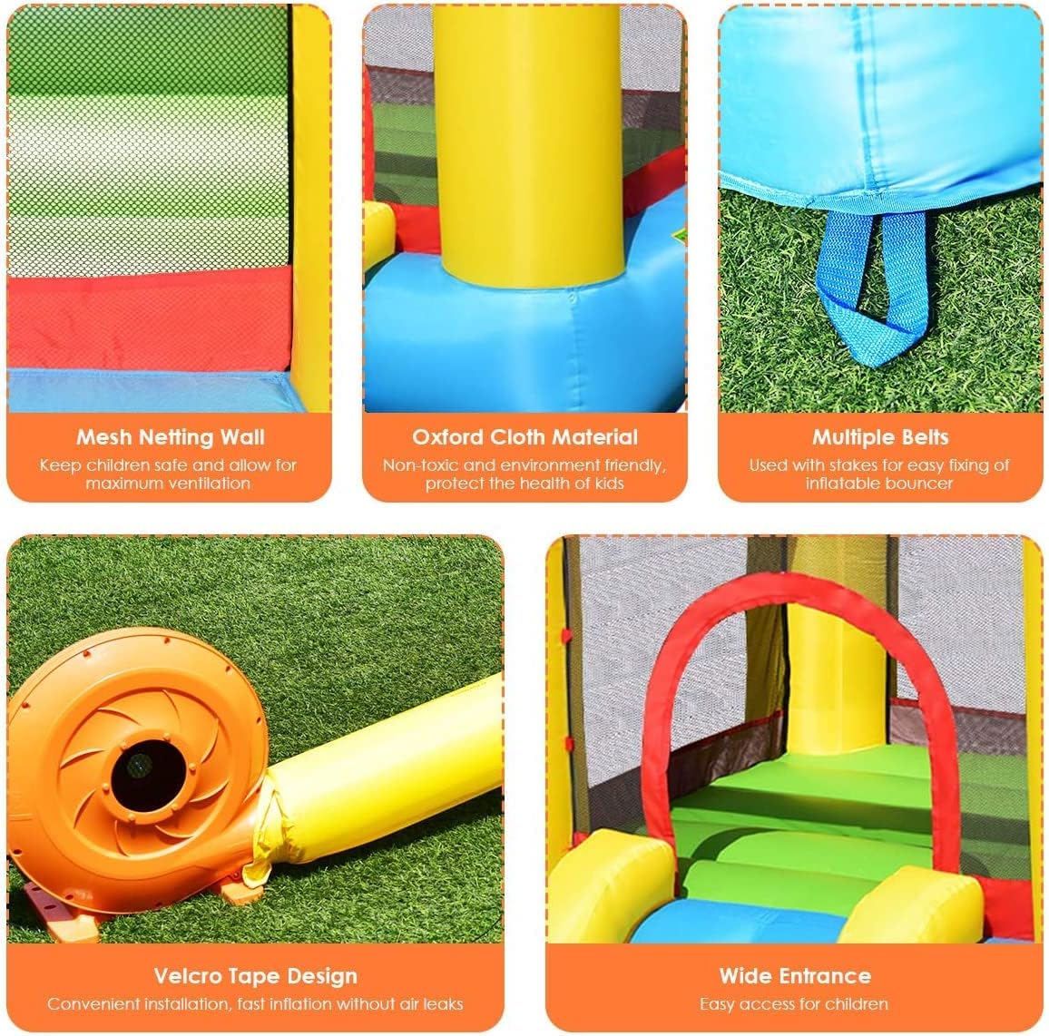 OLAKIDS Inflatable Water Slide, 4 in 1 Kids Bounce House with Slide, Splash Pool Large Bouncing Area Polyester Mesh, Indoor Outdoor Obstacle Course Jumping Castle with Carrying Bag Repairing Kit