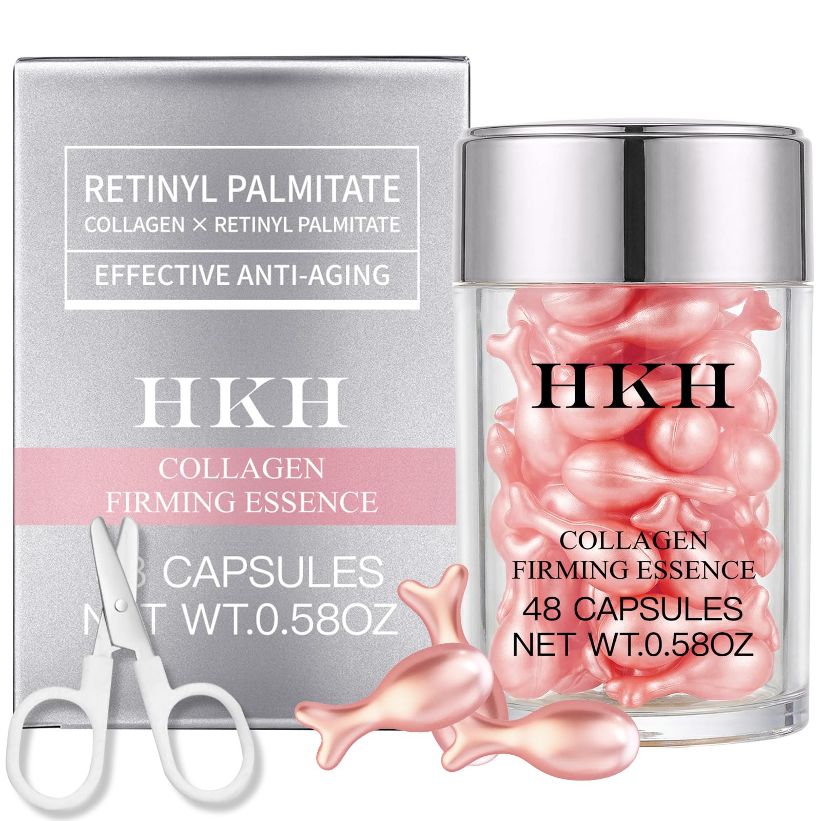 HKH Retinol Serum Capsules for Face: 48 Caps Anti-Aging Wrinkle Skincare Night Serum - Vitamin A & E Facial Oil for Women - Firming Smoothing & Hydration - Travel-Friendly with Sci image 2