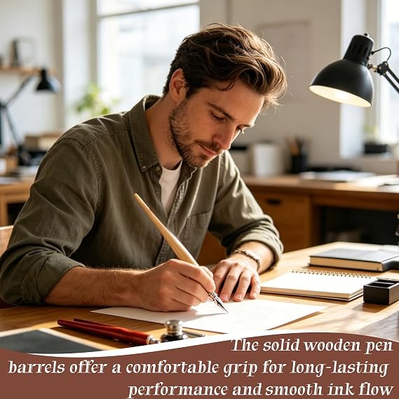 12PCS Comic Dip Pen Set,2 Wooden Pen Holders&10 Drawing Pens Nibs,Calligraphy Pen Set for Drawing,Ink Pens for Artists,Sketch Pens,Beginners Calligraphy Set,Durable Comic Inking Pens,Portable Set