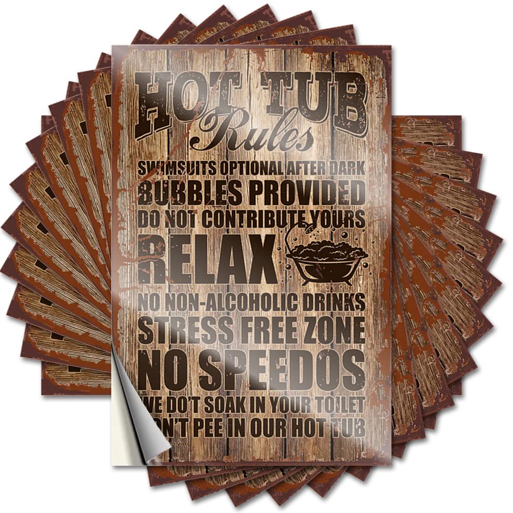 Personalized, Stickers Western Tumbler Funny Hot Tub Rules | Unique Waterproof Vinyl Stickers(12X18CM)