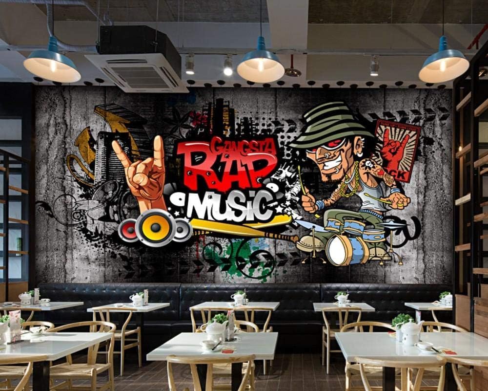 Musica Hip Hop Rock Retrò 3D Carta Da Parati Sfondi Ufficio Divano Camera Da Letto Sfondo Decorazione Murale-250cm×170cm
