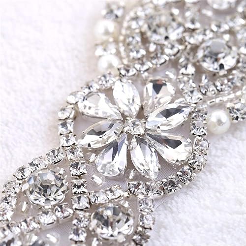 Miniatura 6 de Vestido de novia con diamantes de imitación de cristal para coser con adornos de diamantes de lentejuelas con cuentas y adornos de diamantes de