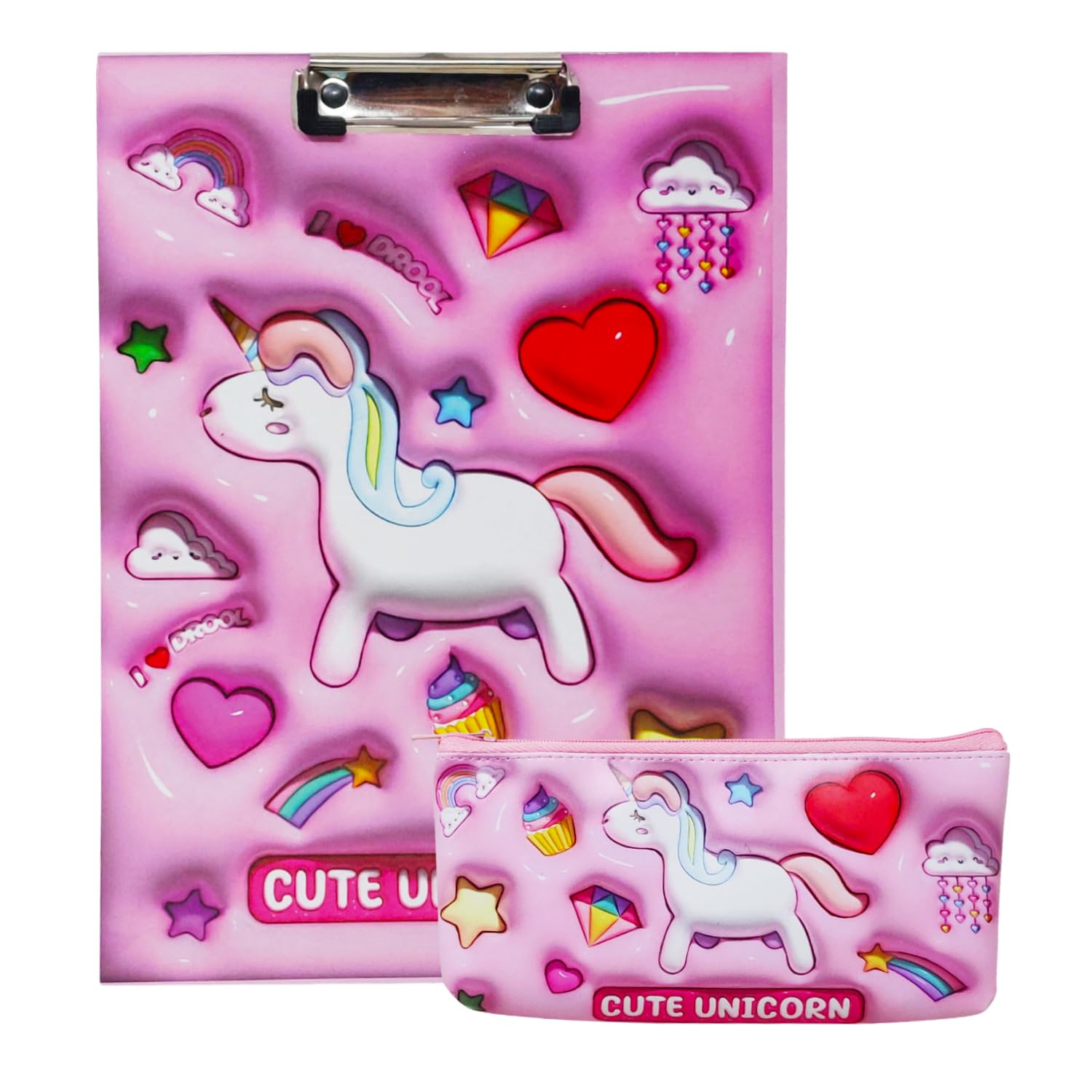 PARTEET Canvas Combo Unicorn Printed Pencil Case Pouch And Space Printed A4 Size Exam Board For Students, Teachers, Women And Kids, Zipper Closer Pouch (Assorted) (Pink) (B0D29HHP5T) Amazon Price History, Amazon Price Tracker