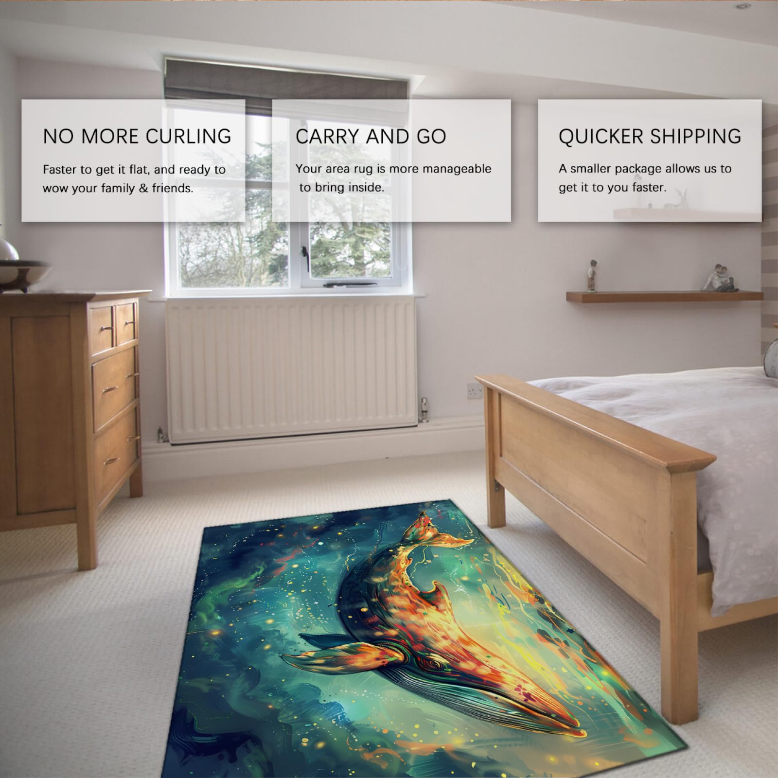 Alfombras modernas del área del sueño lindas alfombras de delfines para niños Dibujos animados de ballenas Patrones de animales Alfombras antideslizantes de la habitdecor del dormitorio 160x220cm