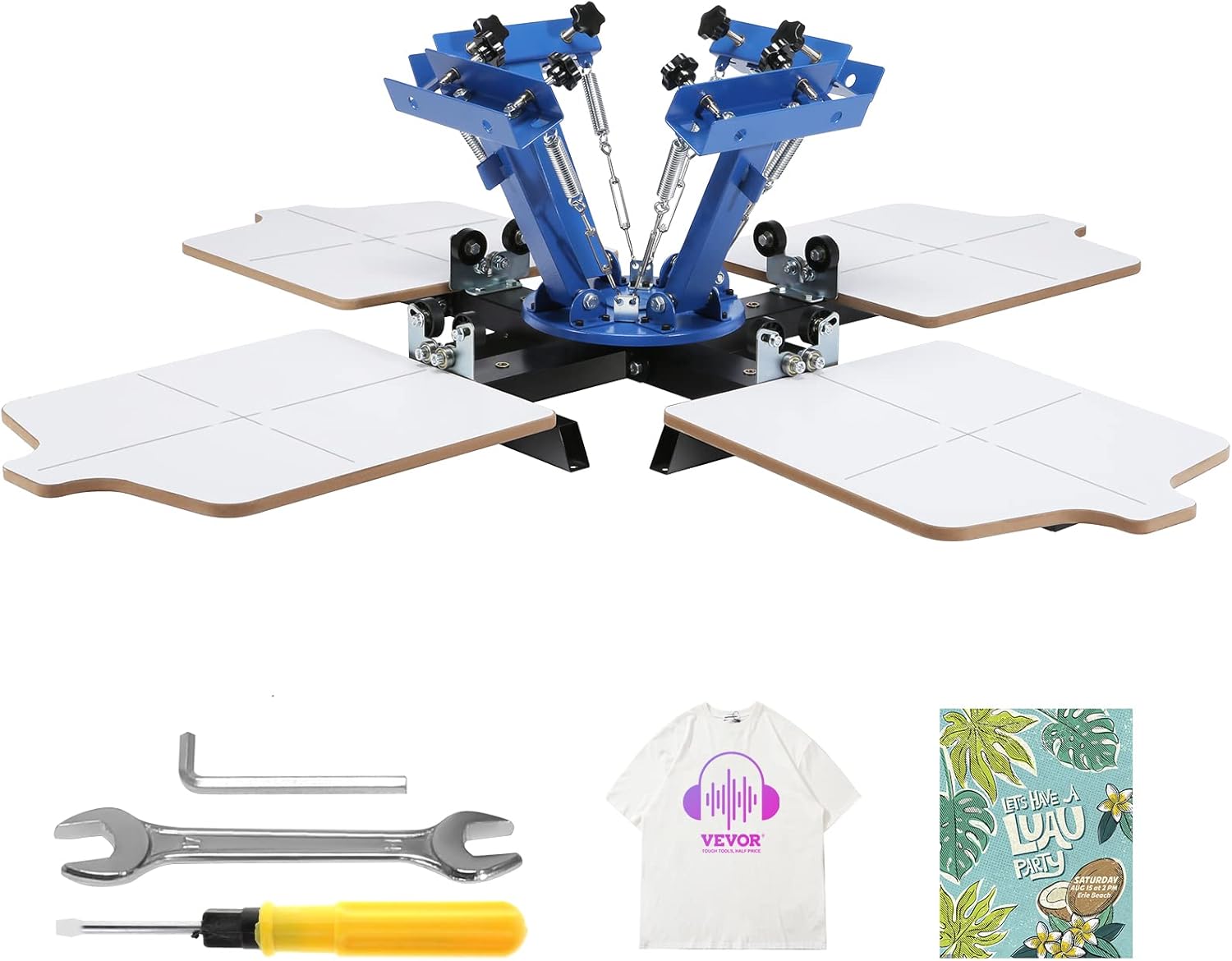 VEVOR Screen Printing Machine, 4 Color 4 Station 360