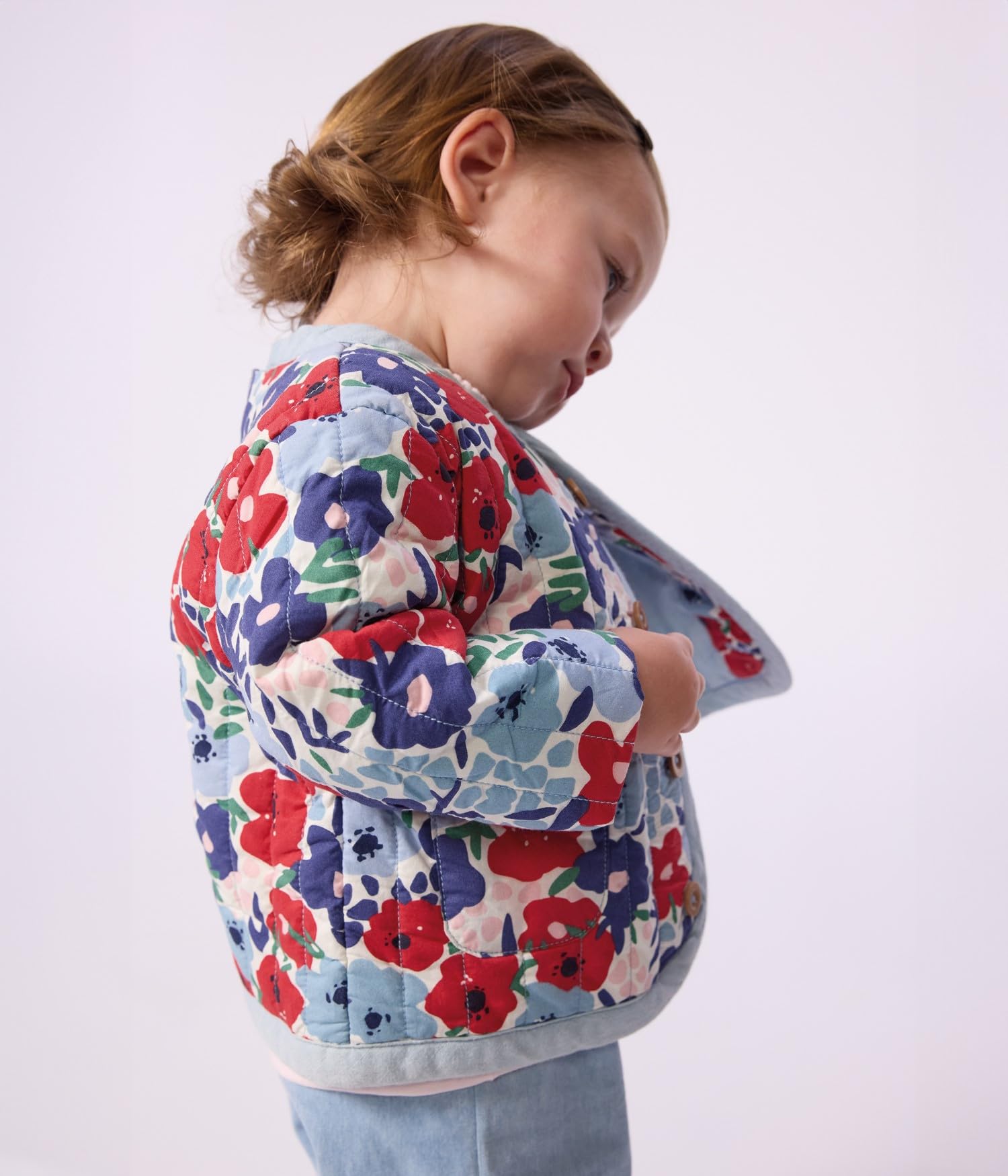 Petit Bateau Veste Bébé en Coton Matelassée, Imprimée Fleurs Blanc Multicouleur A0fls01 Vêtements JOUR Bébé fille (lot de 1)