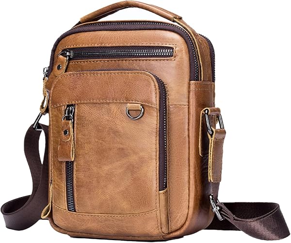pundarika Sac Bandoulière Homme Cuir Véritable Vintage