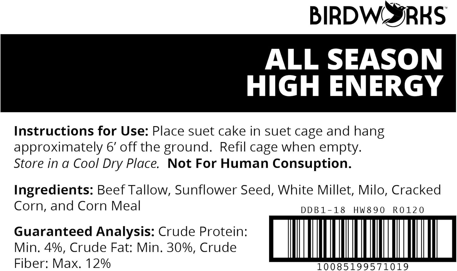 Heath Outdoor Products DDB1-18 All Season High Energy Suet Cake, Case of 18.