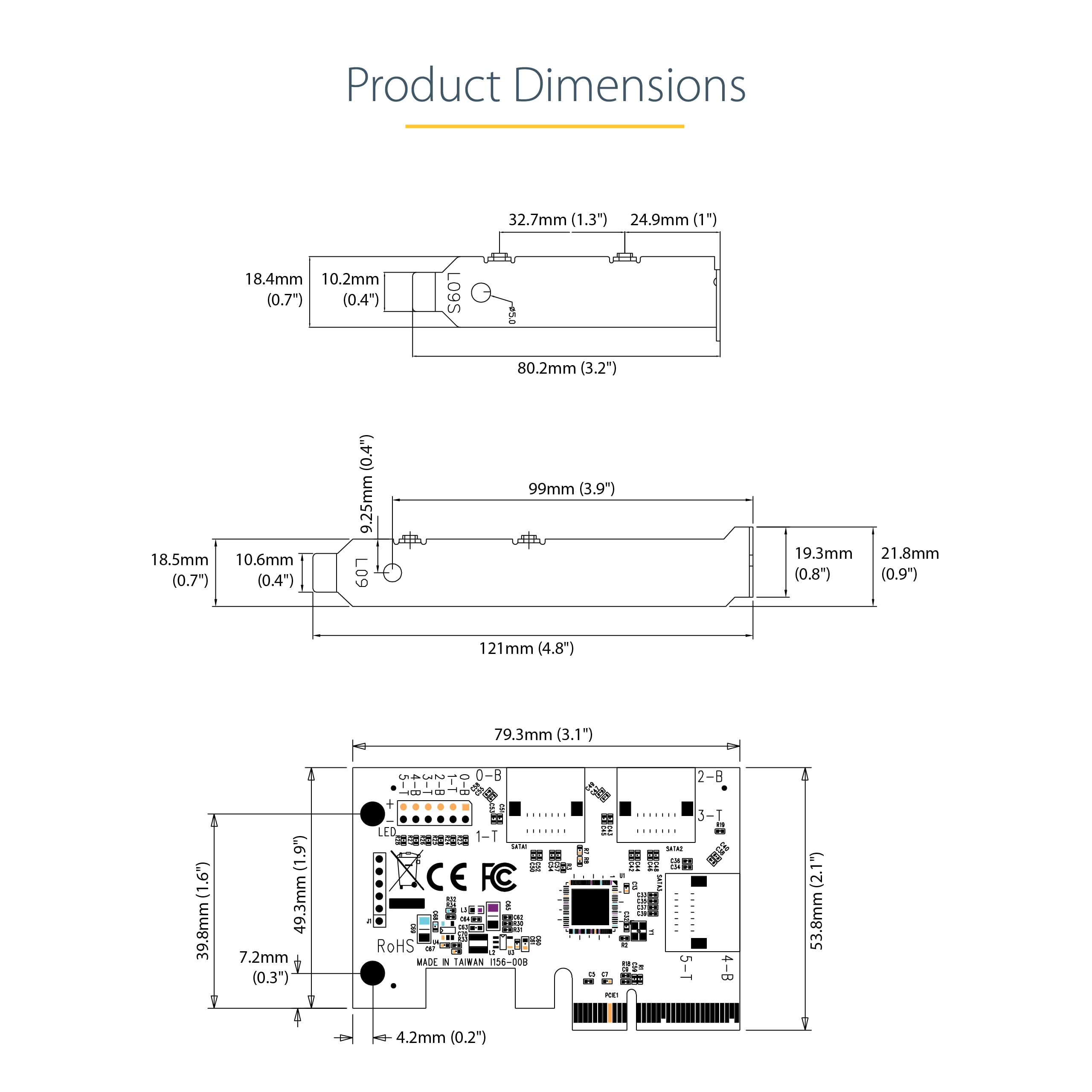 StarTech Scheda PCIe SATA III 6 Porte 6Gbps, Non-RAID (6P6G-PCIE-SATA-CARD) | Connettori SATA Sovrapposti, Profilo Basso, Controller ASM1166