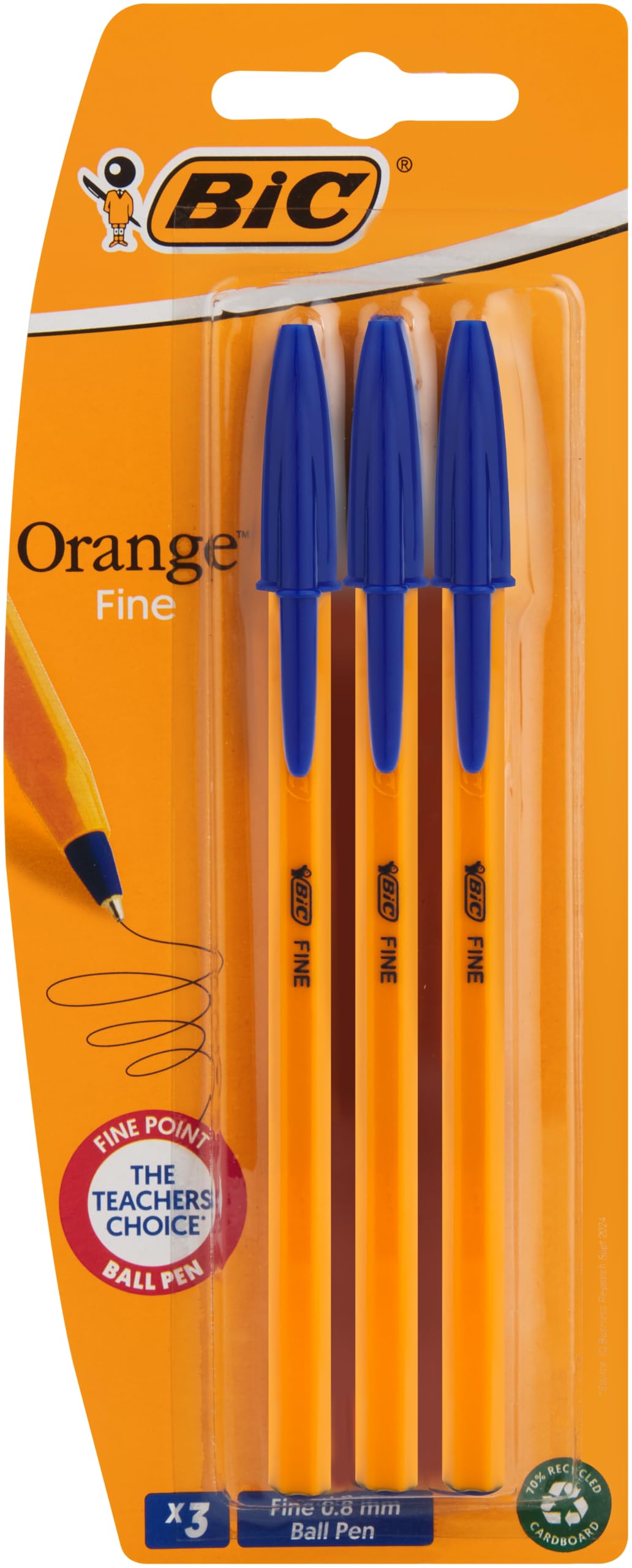 BIC Orange Fine 3 Ballpoint Pen in Blister Pack, Blue : Amazon.co