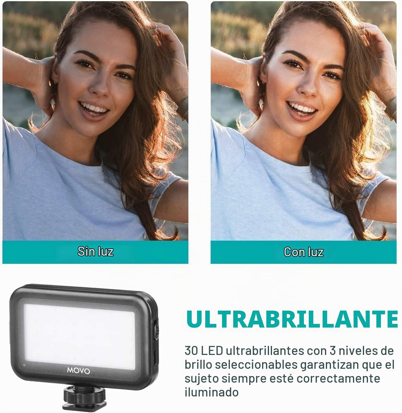 Movo iVlogger - Kit de vlogging Compatible con iPhone/Android con trípode de tamaño Completo - Accesorios del Kit de Video para teléfono: trípodes, Soporte para teléfono, luz LED y micrófono