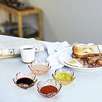 Vista 6 de ZEAYEA Juego de 16 platos de vidrio para salsa de soja, cuencos de inmersión rosa con forma de Sakura, platos pequeños para condimentos, platos