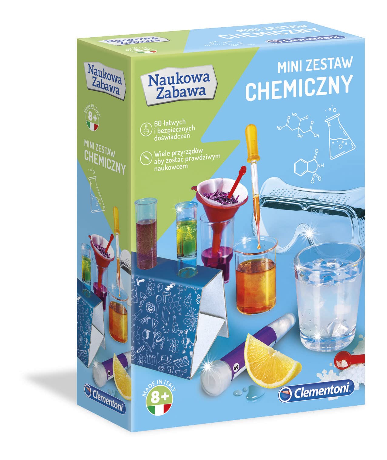 Clementoni - 60952 - Naukowa Zabawa Lab Mini Zestaw Chemiczny dla Dzieci od 8 Lat Wersja Polska