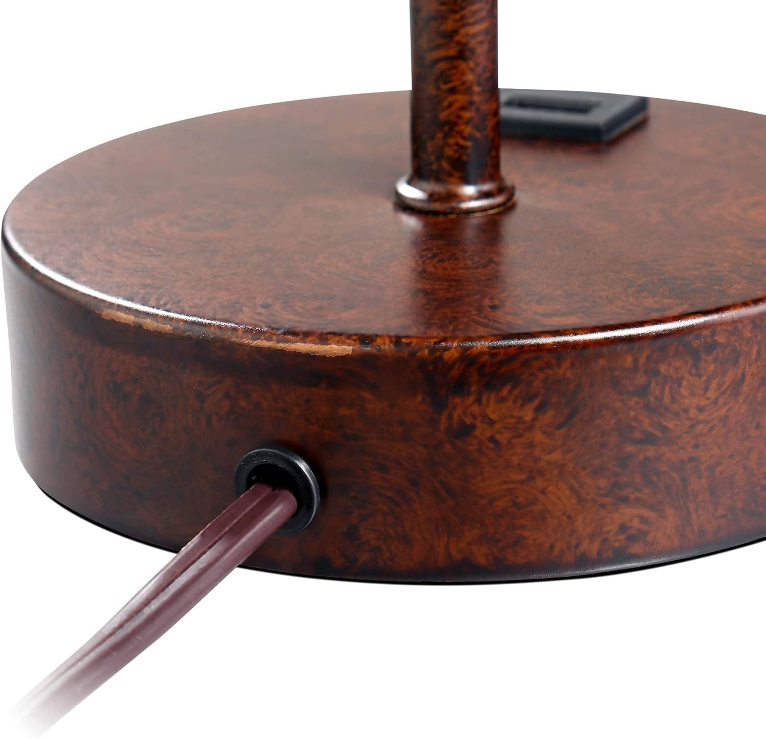 Bronze Metal Table Lamps with Beige Fabric Drum Shade and USB Ports
