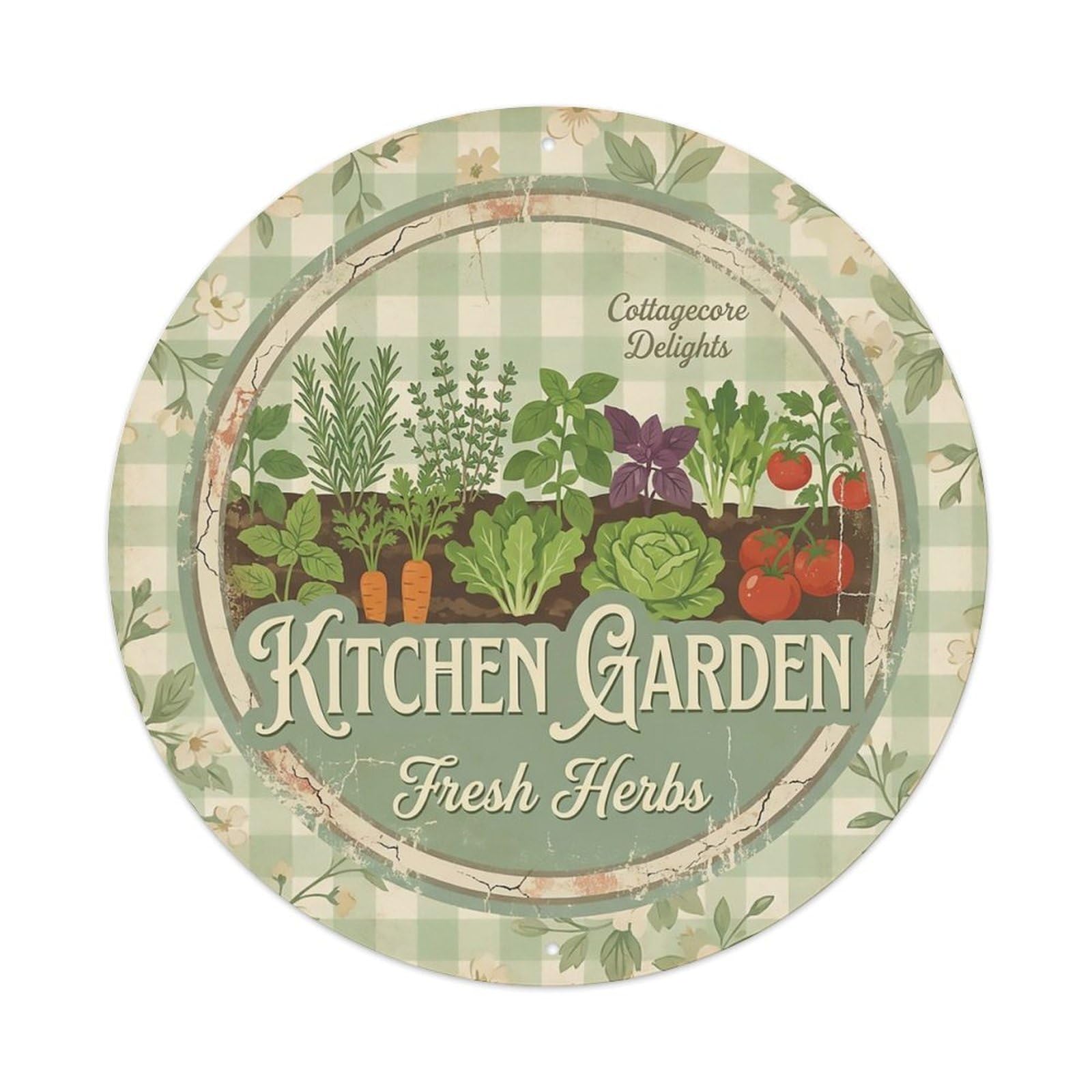 Cxhjca 8X8inch(20X20cm) Vintage Cottagecore Garden Kitchen Garden Herbs Metal Tin Sign