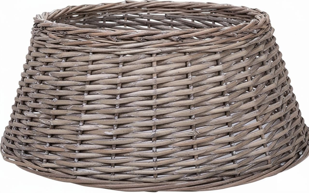 Doffitax Grey Natural Wicker Christmas Tree Skirt - Handmade Rustic Holiday Tree Base Cover, Floor Protector, Available For Small, Medium & Large (Small)