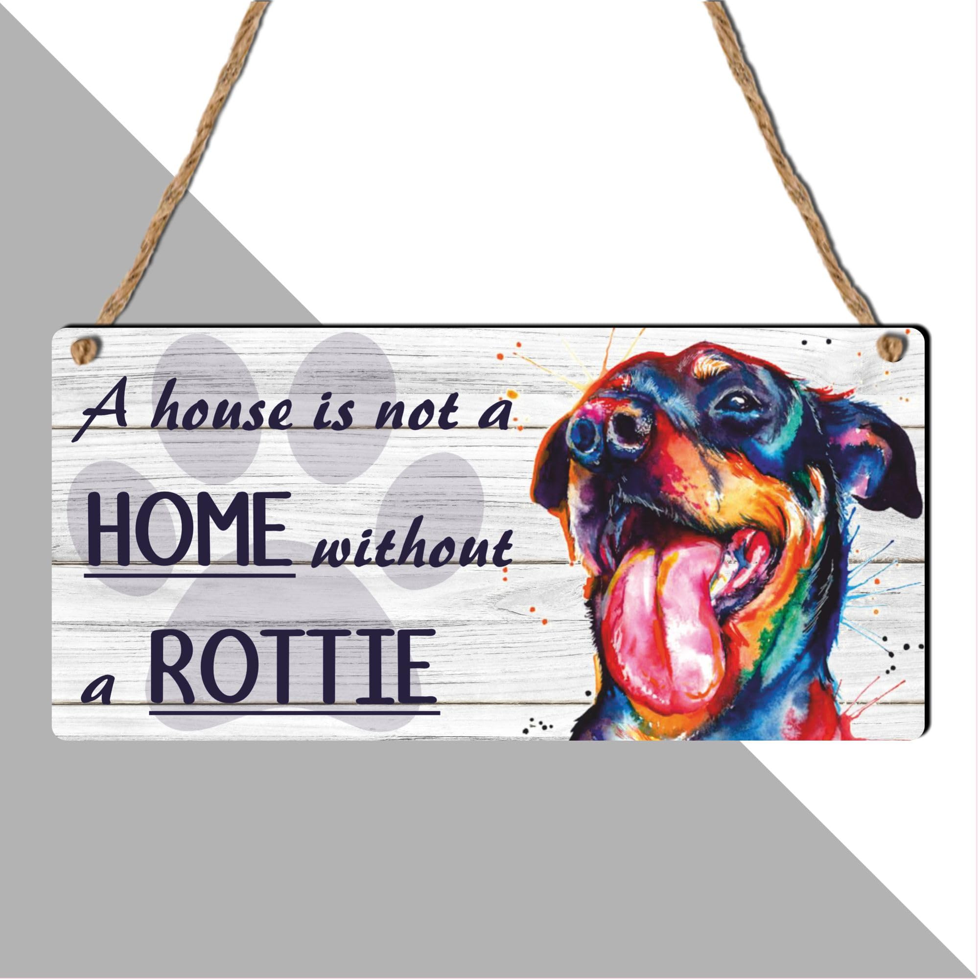βA House Is Not a Home Without Dogsβ β Multi Breed Dog Lover Wall Sign Featuring Frenchie, Rottweiler, Greyhound, Dalmatian, Collie & Beagle, Dog Owners, (Rottie, Small: 19 cm (H) Γ 9 cm (W))
