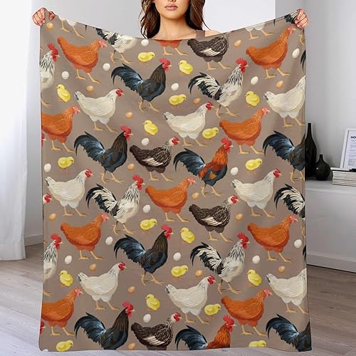 Manta de pollo suave y cálida para sofá, ligera y acogedora para amantes de los pollos, mantas para la cama y mantas para decoración de la sala de