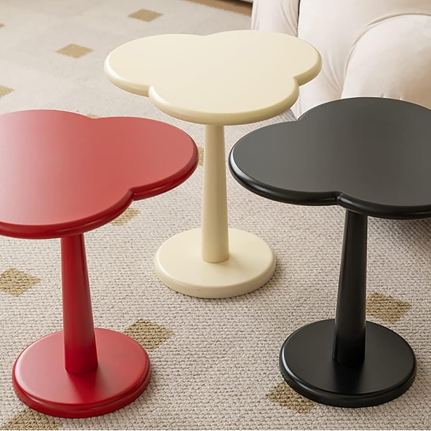 Sofa Side Table, White Cloud Tea Table/Coffee Table，Hotel Balcony Wooden Afternoon Tea Table, Balcony Leisure Table (42x38.5x45.5cm)(B)