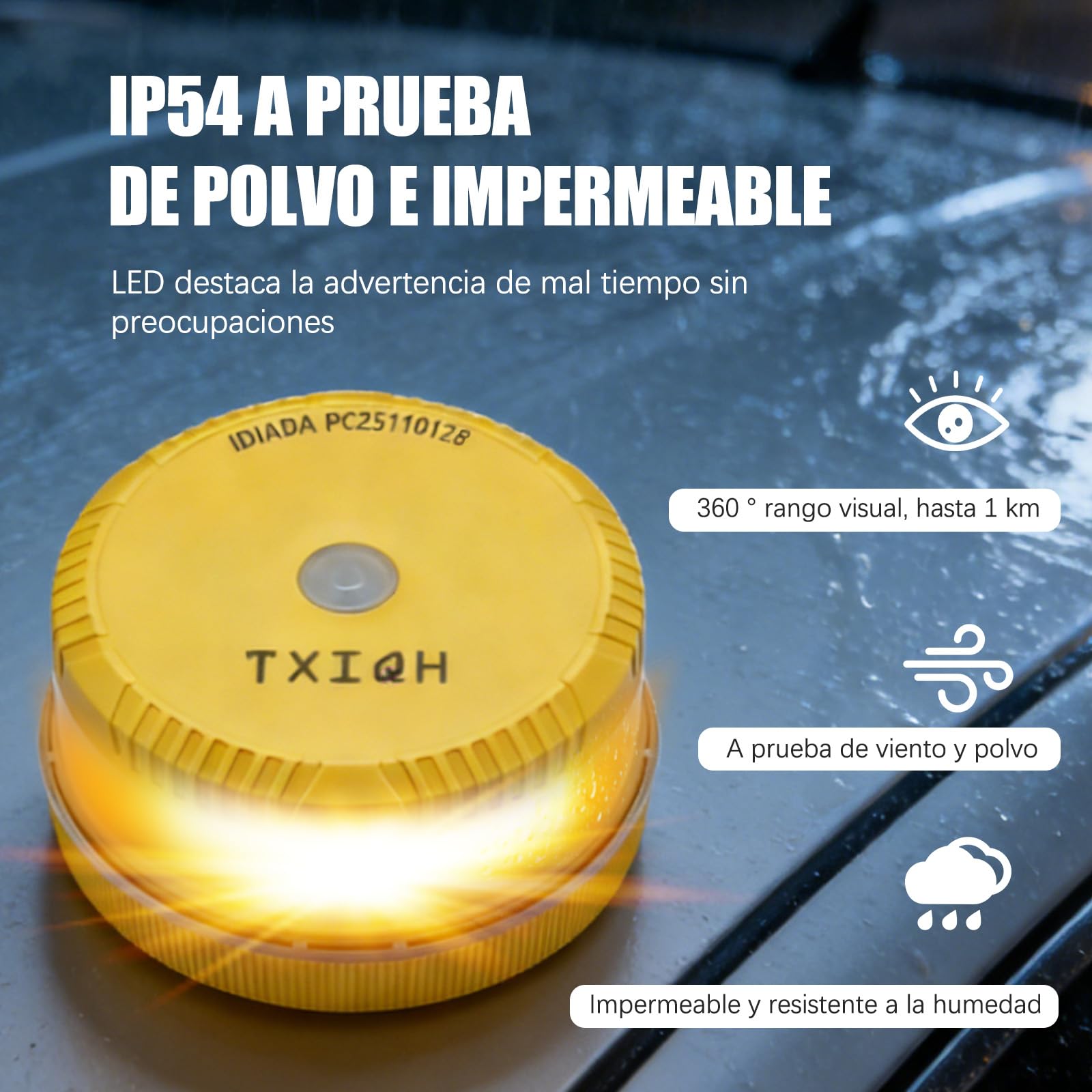 Baliza V16 Homologada DGT 3.0, Luces Emergencia Coche DGT, Ndice de Protección IP54, NB-IOT con Funcionalidad de Geolocalización, Base Imantada (2 PCS)
