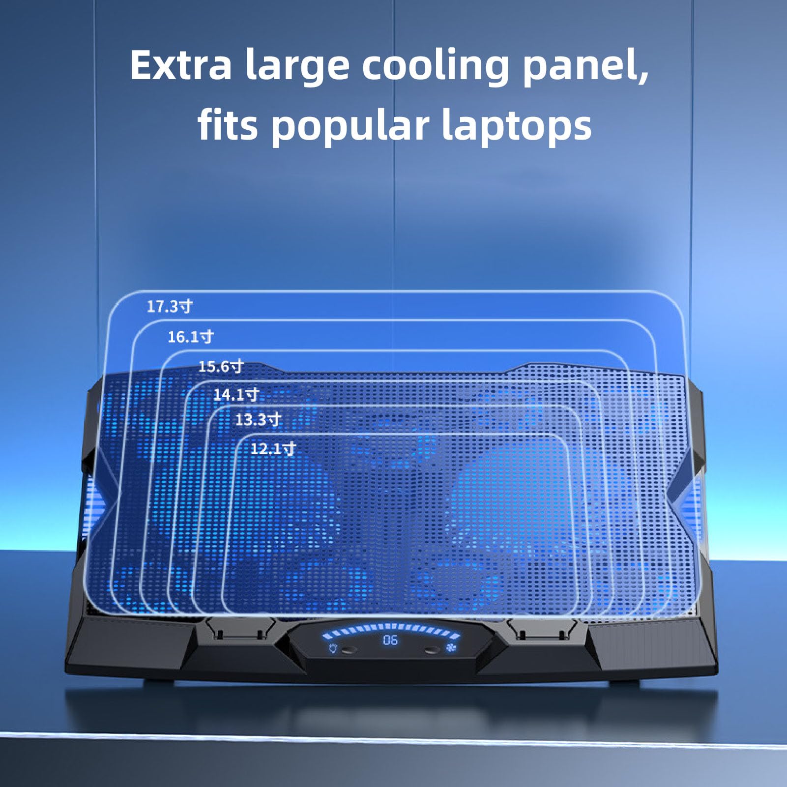 Supporto di raffreddamento per laptop, regolazione multi-angolo, 3400 giri/min, 5 livelli di altezza, 11 ventole, pad di raffreddamento per notebook con controllo della velocità