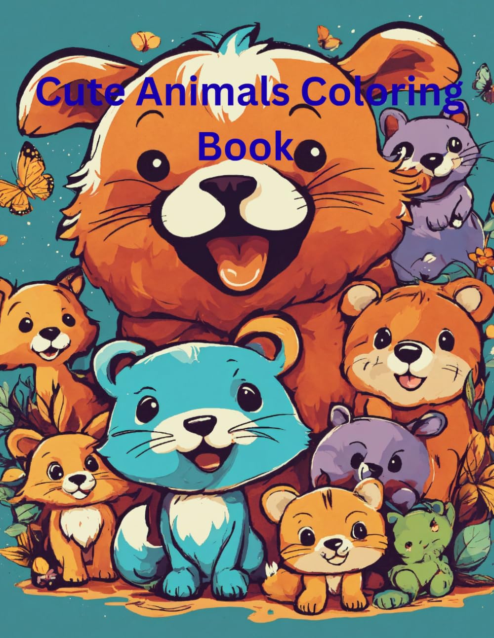Simple cute animals coloring book for kids: Cute animals coloring book