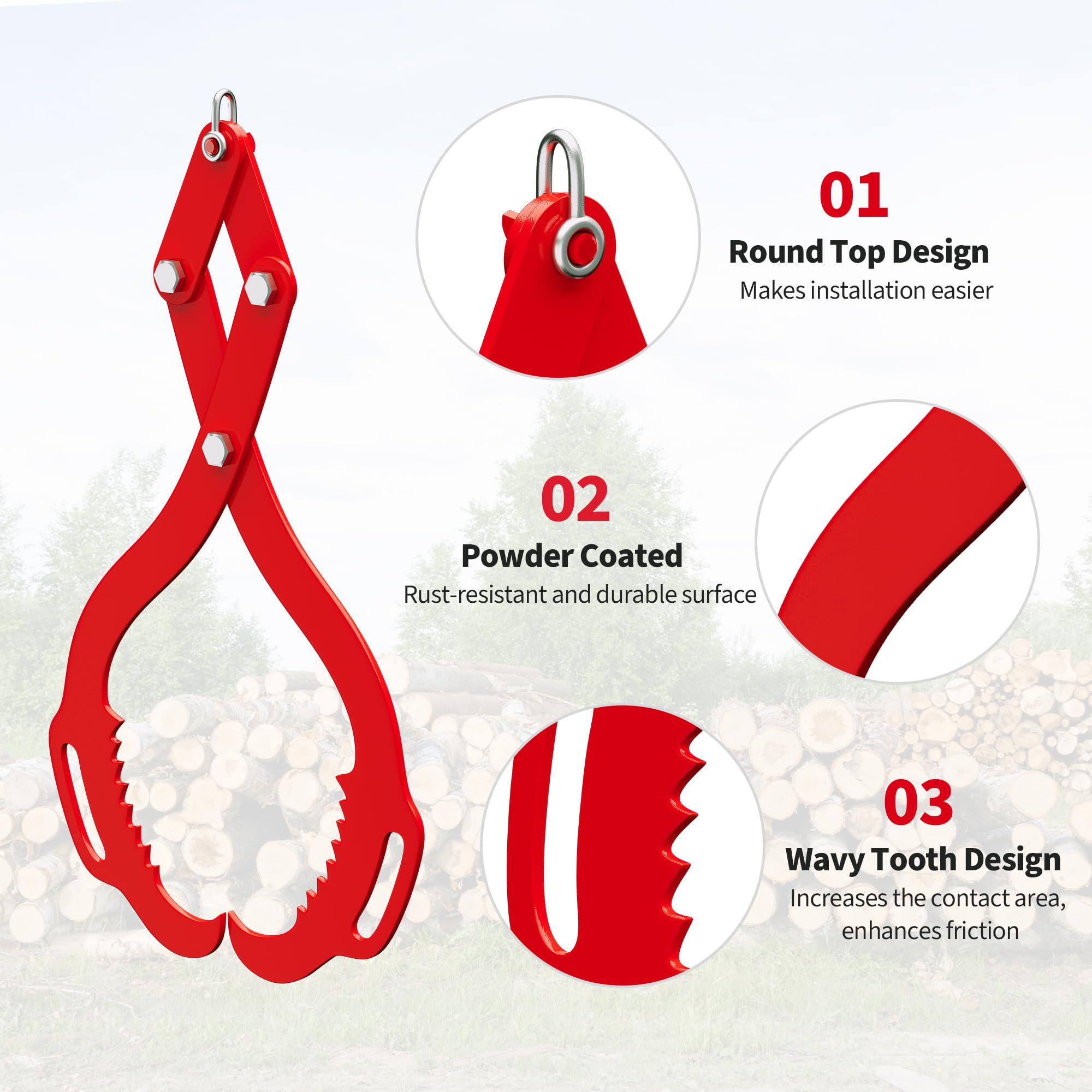 Pinza Sollevamento Tronchi - Doppia Zampa Dentata, 2200 lbs, Ganasce in Acciaio Pesante con Manici - Ideale per Trattori e Camion - Per Trascinamento Legna - 18 inches