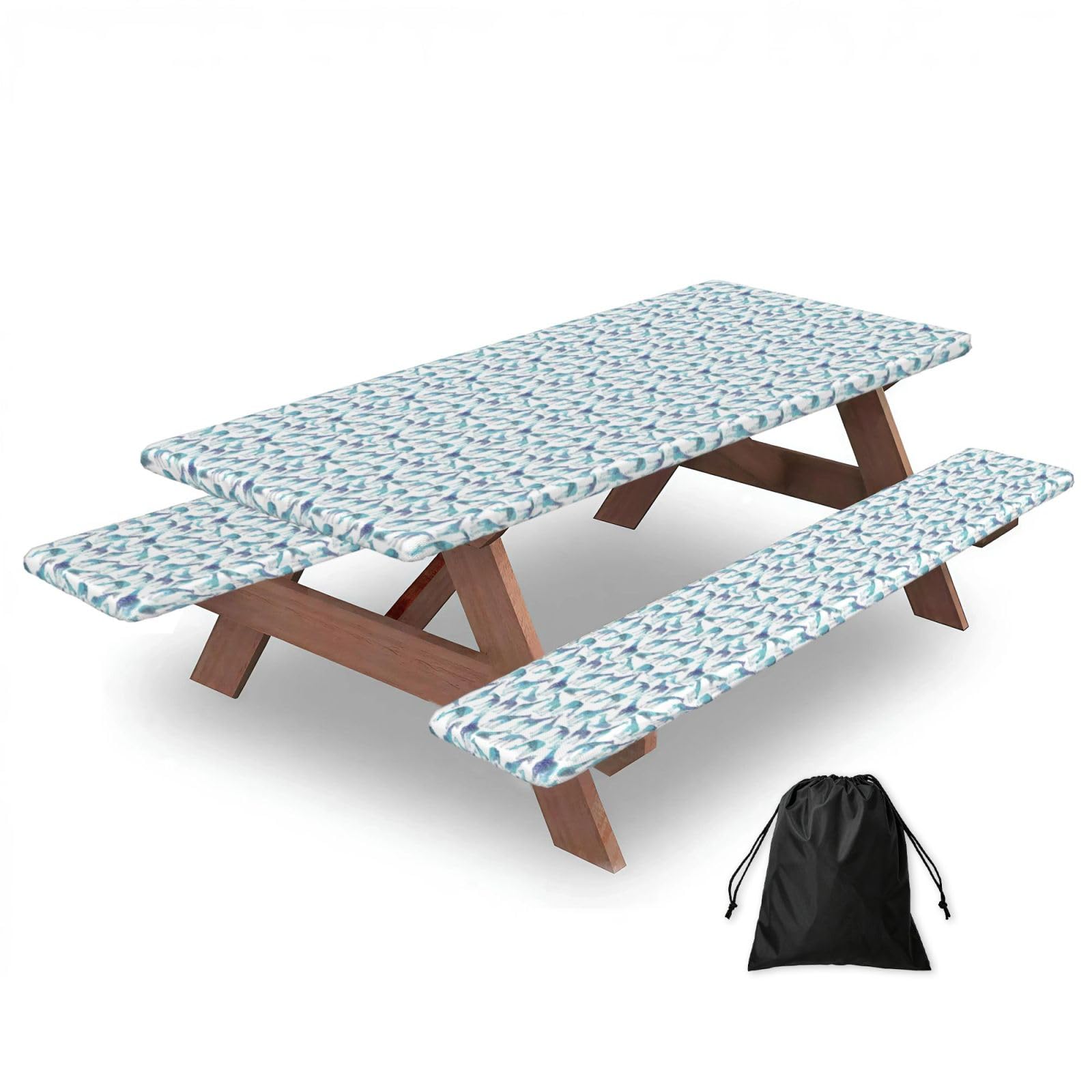 PPHGUT Giraffe Pattern Print Picnic Table Bench Cover Set Outdoor Garden Bbq Protector For Family Camping