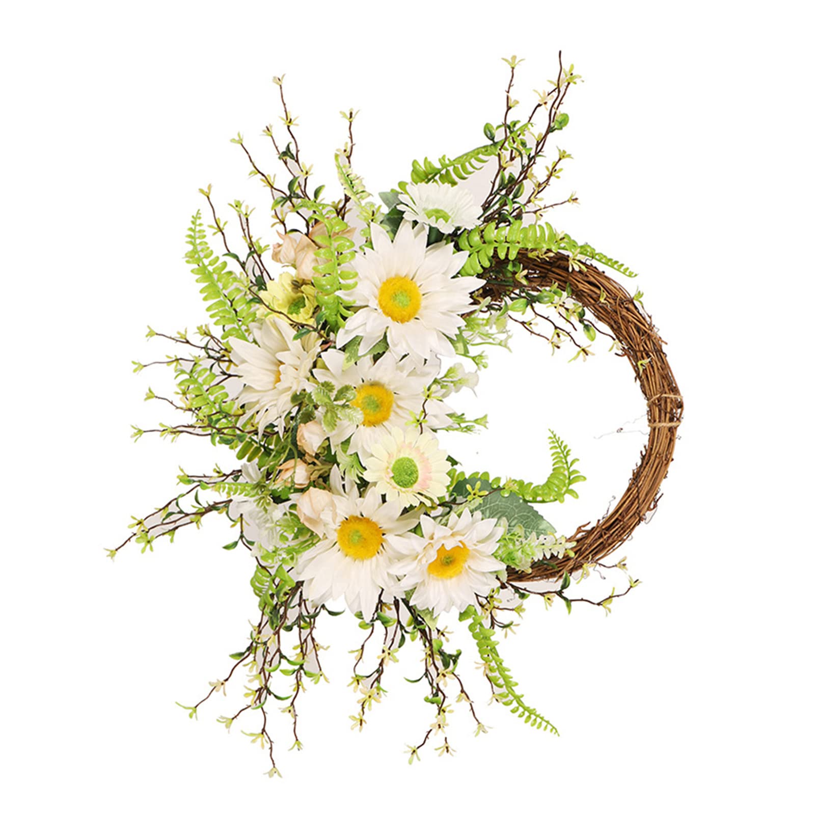 Tsophreniq 17.7" Door Wreath Artificial Sunflower for Front Indoor Outdoor for All, Wedding, Home Decor Front Spring for All Farmhouse Outdoor Large Modern Artificial Sunflower